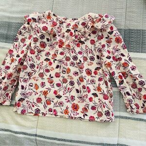 GAP Kids - Floral long sleeves top with ruffle neck detail.
